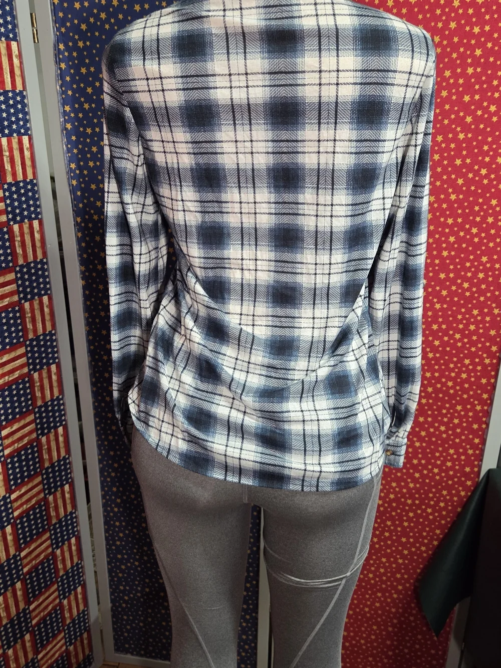**Passport Blue and White Plaid Button-Down Shirt** - Picture 4 of 5